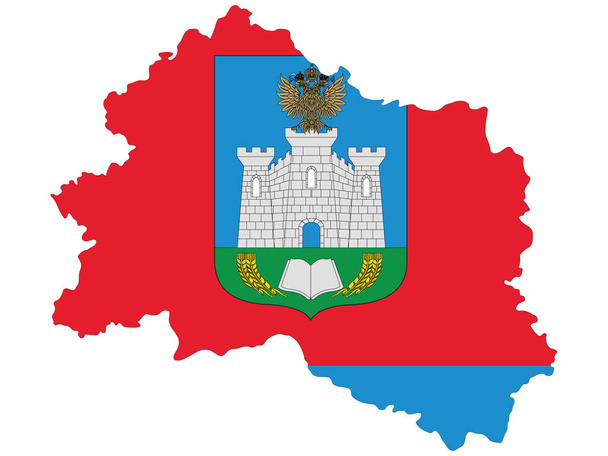 Εικονογράφηση διανύσματος του χάρτη σημαίας του ρωσικού ομοσπονδιακού υποκειμένου της περιφέρειας Orlov - Διάνυσμα, εικόνα