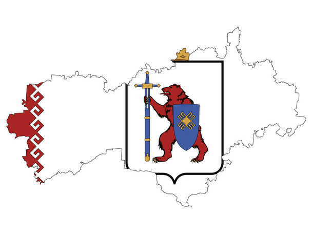 Векторная иллюстрация карты флага субъекта Российской Федерации Марий Эл - Вектор,изображение