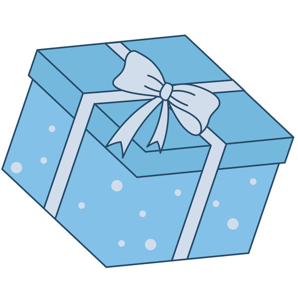 Gift box with blue ribbon isolated on transparent background. Vector  illustration. Stock Vector