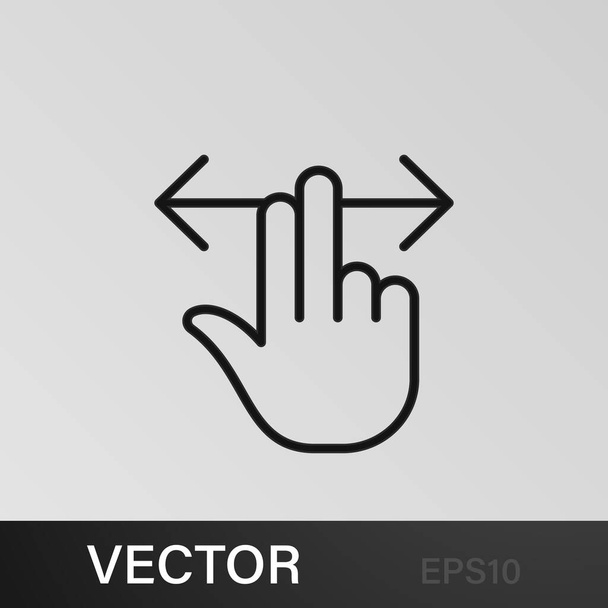 Doigt, geste, main, droite, gauche, balayage, deux icônes de contour. Peut être utilisé pour le web, logo, application mobile UI UX sur fond blanc - Vecteur, image