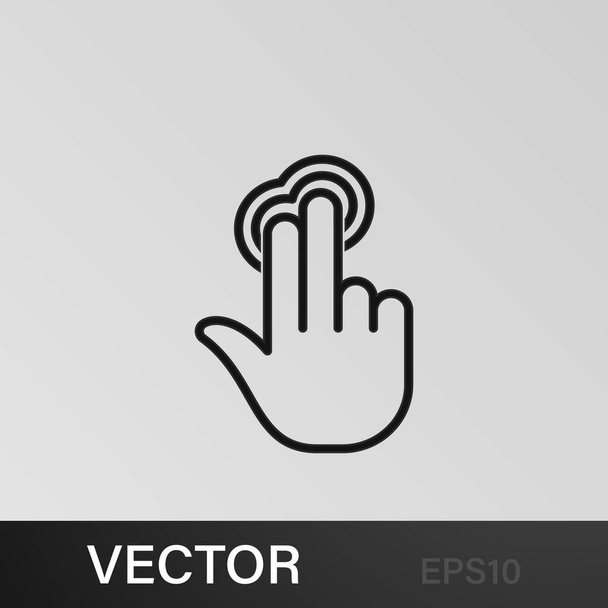Çift parmak, hareket, el, dokunuş, üç taslak simge. Beyaz arkaplanda web, logo, mobil uygulama, UI UX için kullanılabilir - Vektör, Görsel