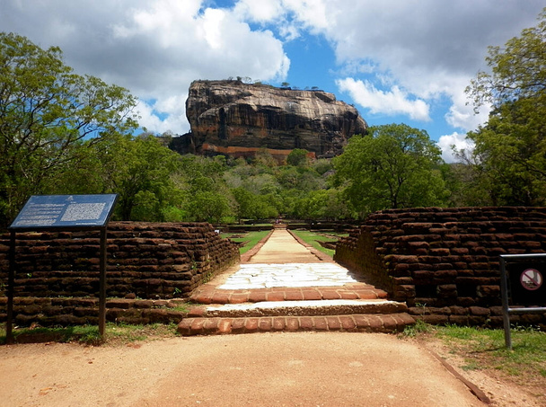 Dambulla,Matale District,Central Province,Sri lanka-October 20,2012:Main entrance to ancient rock fortress Sigiriya,Dambulla,Sri lanka - 写真・画像