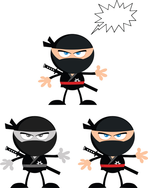 rozzlobený ninja bojovník znaky 2 plochý design kolekce sada - Fotografie, Obrázek
