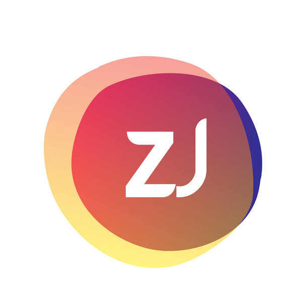 Letter ZJ logo with colorful splash background, letter combination logo design for creative industry, web, business and company. - Vector, Image