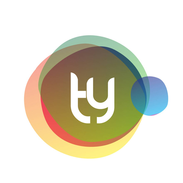 Letter TY logo with colorful splash background, letter combination logo design for creative industry, web, business and company. - ベクター画像