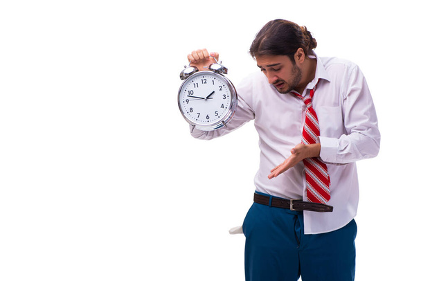 Unhappy young male employee in time management concept - Photo, Image