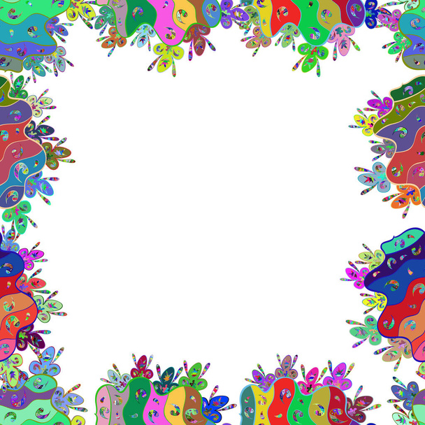 seamless colorful frame doodles interesting pattern on white background - Вектор, зображення