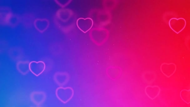 Piękne serce i miłość na kolorowe tło 3d Bezproblemowy materiał 4K - Romantyczny kolorowy brokat świecące i latające serca. Animowane tło dla Romansu, miłości, Walentynki i urodziny Zaproszenie. - Materiał filmowy, wideo
