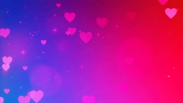 Beautiful Heart & Love on Colorful background 3d Seamless footage 4K- Romantic colorful Glitter glowing & flying hearts . Animated background for Romance, love, valentines day and birthday Invitation. - Footage, Video