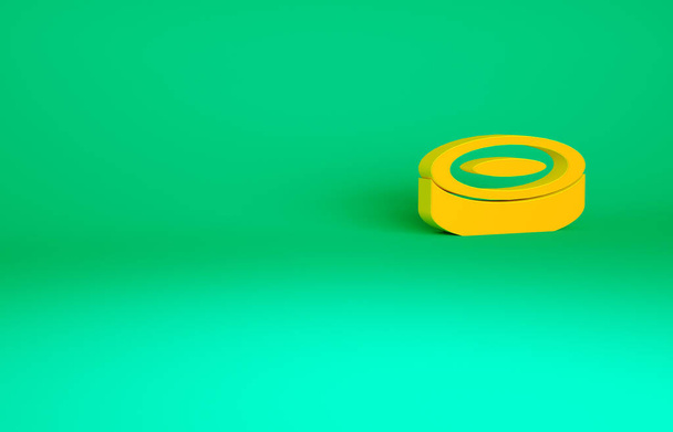 Orange Checker Spielchips Symbol isoliert auf grünem Hintergrund. Minimalismus-Konzept. 3D Illustration 3D Renderer. - Foto, Bild