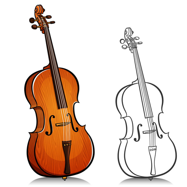 Illustrazione vettoriale di musica violoncello disegno dei cartoni animati - Vettoriali, immagini