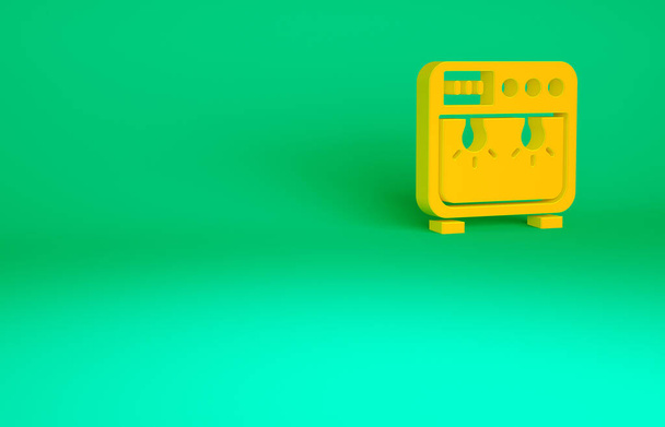 Icono de caja de bioseguridad naranja aislado sobre fondo verde. Concepto minimalista. 3D ilustración 3D render. - Foto, Imagen