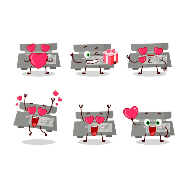 Digital weight cartoon character with love cute emoticon. Vector illustration - Vektör, Görsel