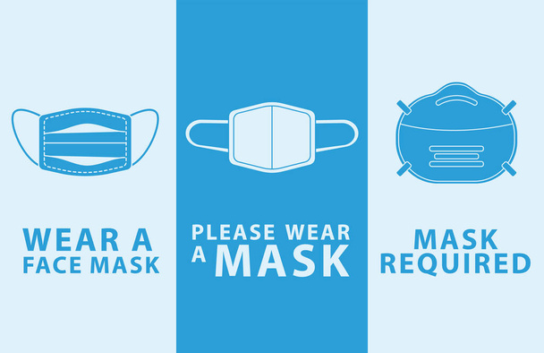 paquete de tres máscaras usan etiquetas de publicidad máscara - Vector, Imagen