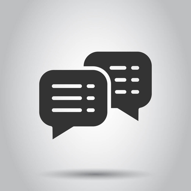 Speak chat sign icon in flat style. Speech bubbles vector illustration on white isolated background. Team discussion button business concept. - ベクター画像