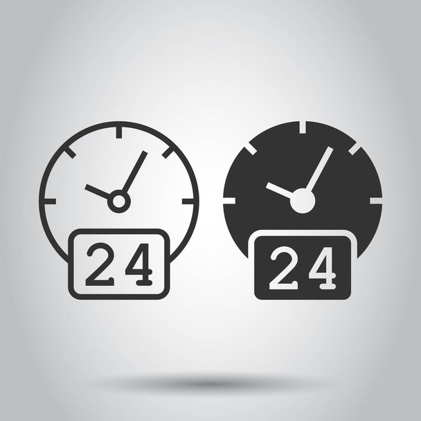 Reloj 24 / 7 icono en estilo plano. Ver ilustración vectorial sobre fondo blanco aislado. Concepto de negocio del temporizador
. - Vector, Imagen