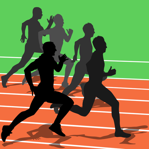 Silhouettes, athletes running in the stadium. vector illustratio - Vecteur, image
