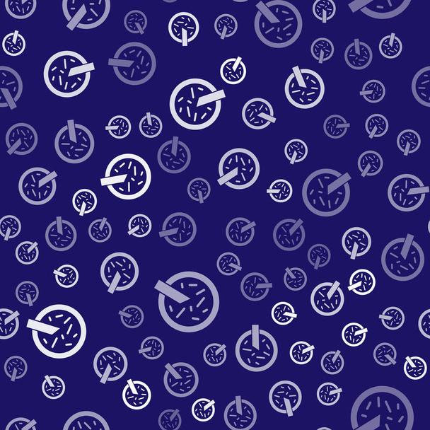 白色のペトリ皿は、青の背景にバクテリアのアイコンが隔離されたシームレスなパターン。ベクトル. - ベクター画像