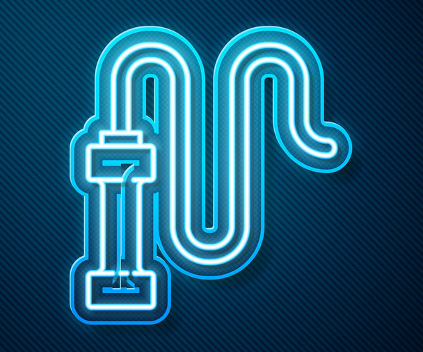 Zářící neonová čára Zapletený kožený bič ikona izolované na modrém pozadí. Vektor. - Vektor, obrázek