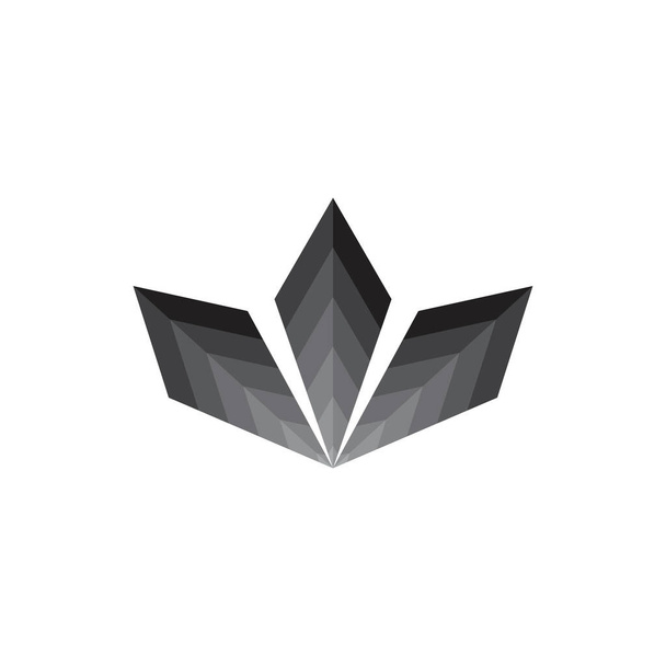Тройной 3D черный кристалл, черные алмазы дизайн вектор логотипа - Вектор,изображение