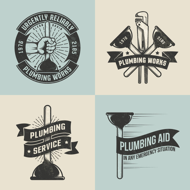 Retro, vintage logos, labels for plumbing service - Vektor, kép