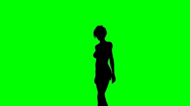 Woman on the beach - silhouette - green screen - Filmati, video