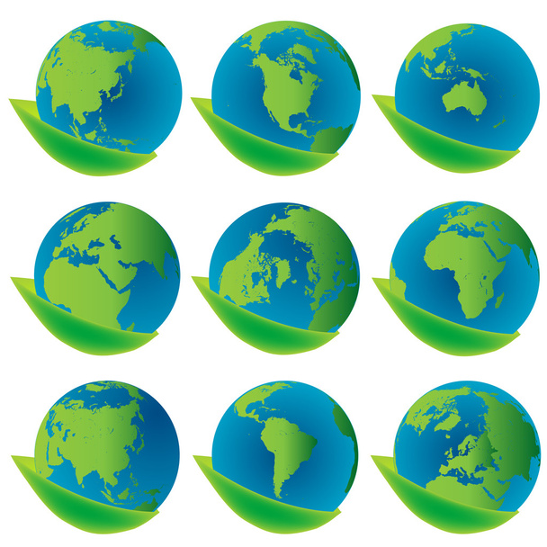 Globos de la Tierra, iconos del concepto ecológico
 - Foto, Imagen
