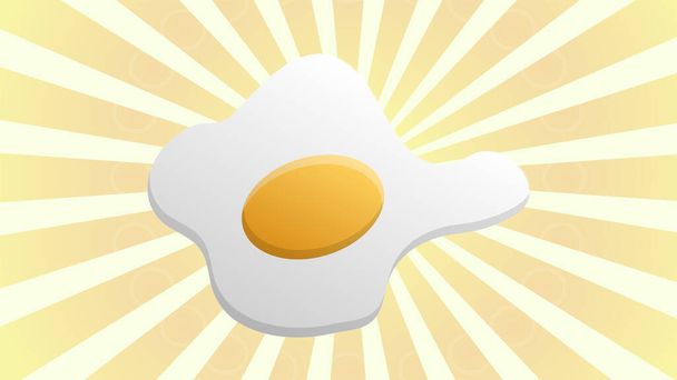 scrambled eggs on a white-orange background, vector illustration. egg with yellow yolk. delicious breakfast. fried eggs with white protein. fried egg for english breakfast treat - Vektor, kép
