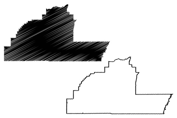 Condado de Carbon, Montana (Estados Unidos da América, Estados Unidos da América, EUA, EUA) mapa ilustração vetorial, esboço de rabiscos Mapa de carbono - Vetor, Imagem