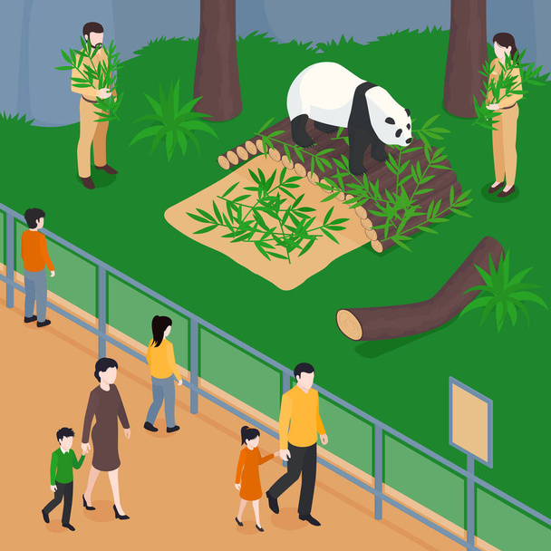 Composição do jardim zoológico do Panda Park - Vetor, Imagem