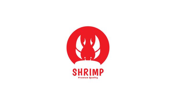 circle red silhouette with shrimp logo vector icon illustration design - Vector, Image