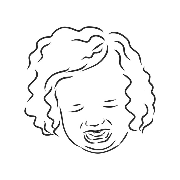 Estilo Doodle llorando bebé o recién nacido ilustración en formato vectorial. - Vector, imagen