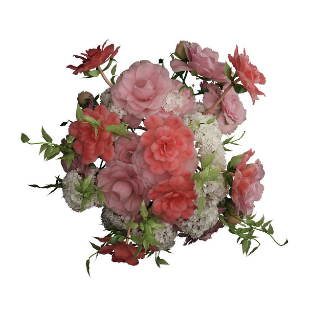 Flowers 3d illustration isolated on the white background - Zdjęcie, obraz