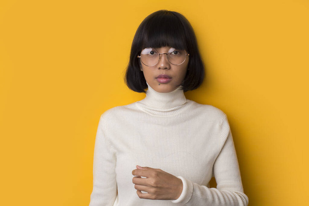 Portrait of nerd Asian woman girl smart teen with glasses - Valokuva, kuva