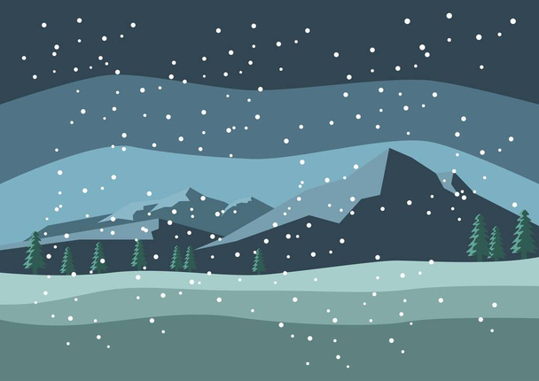 Beautiful Snow Scenery and Mountain Background - Vector, Image