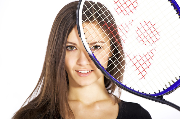 Girl with a tennis racket - Фото, изображение