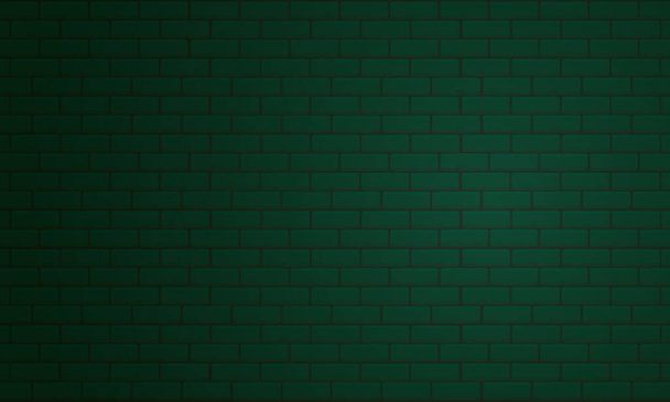 Tono vintage de fondo de textura de pared de ladrillo arcilla verde. Fondo de pared verde La superficie del ladrillo oscuro dentado. Fondo de pared abstracto. - Vector, Imagen