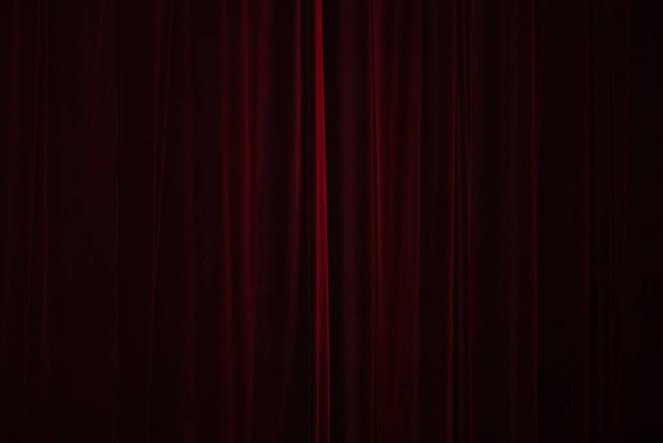 Κόκκινη κουρτίνα στο παρασκήνιο θεάτρου - Φωτογραφία, εικόνα