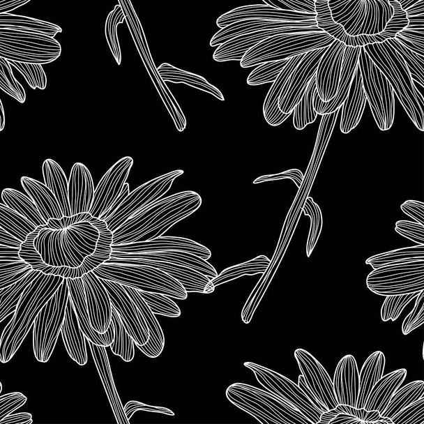 Elegant seamless pattern with chamomile flowers, design elements. Floral  pattern for invitations, cards, print, gift wrap, manufacturing, textile, fabric, wallpapers - Вектор, зображення