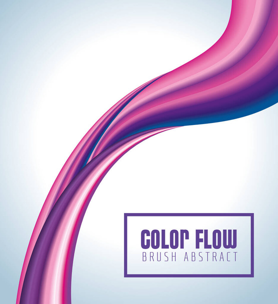 fioletowy plakat przepływu kolorów z kwadratową ramą w szarym tle - Wektor, obraz