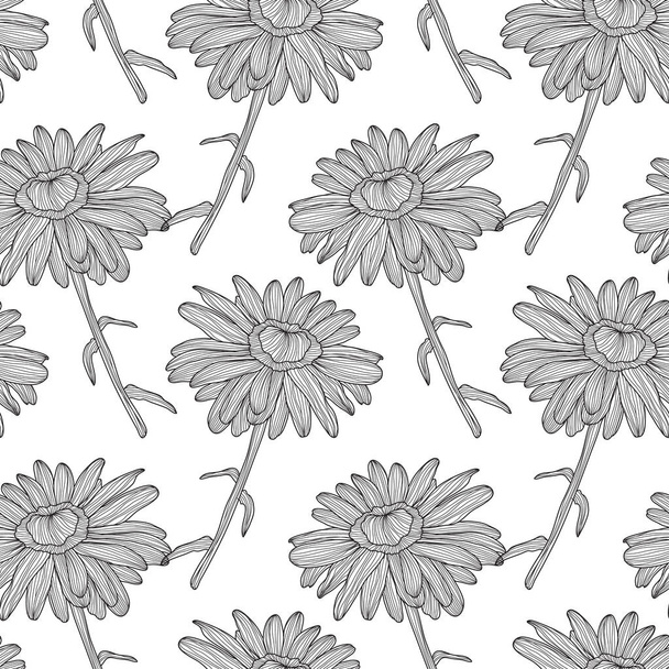 Elegant seamless pattern with chamomile flowers, design elements. Floral  pattern for invitations, cards, print, gift wrap, manufacturing, textile, fabric, wallpapers - Wektor, obraz