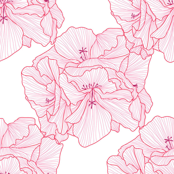 Elegant seamless pattern with geranium flowers, design elements. Floral  pattern for invitations, cards, print, gift wrap, manufacturing, textile, fabric, wallpapers - Vector, imagen