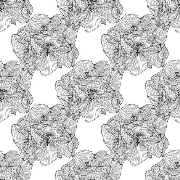 Elegant seamless pattern with geranium flowers, design elements. Floral  pattern for invitations, cards, print, gift wrap, manufacturing, textile, fabric, wallpapers - Wektor, obraz