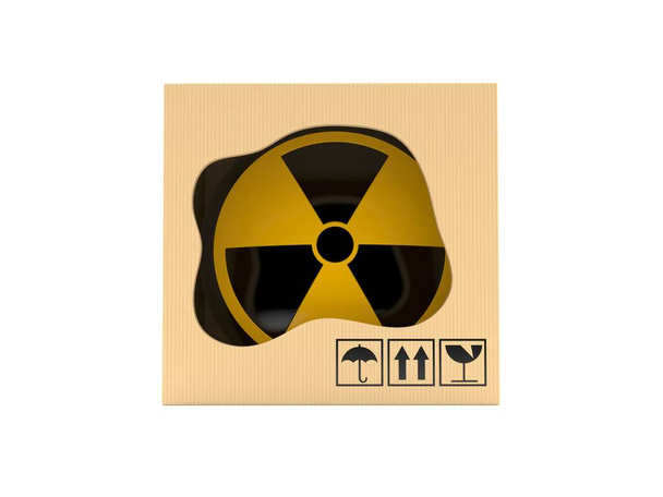Símbolo radioativo dentro do pacote - Foto, Imagem