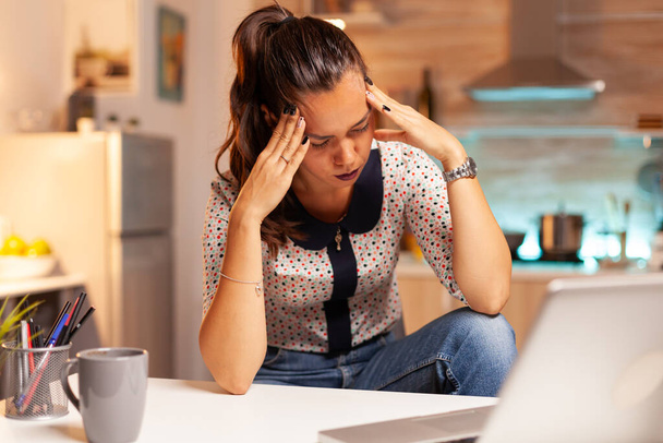 Stressed woman working overtime - Photo, Image