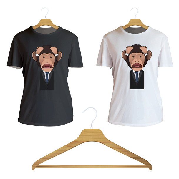 Business monkey printed on shirt. Vector design  - Vector, Image