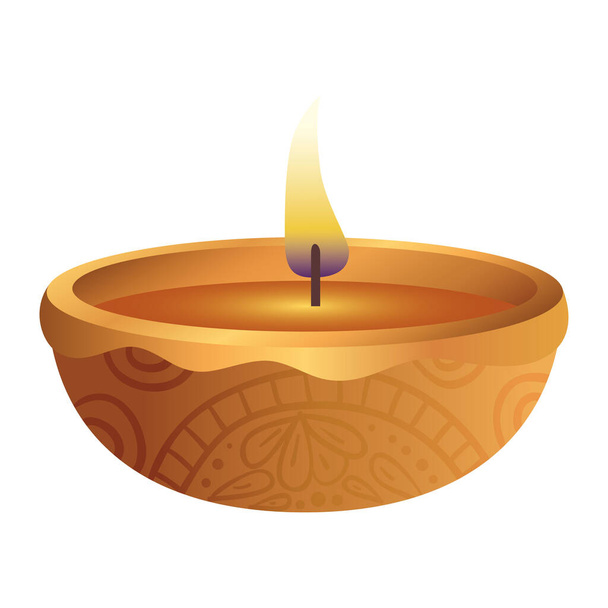 vela diwali de madera icono decorativo - Vector, imagen