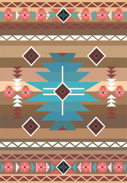 Patrón nativo americano azul y marrón vector de color de fondo  - Vector, Imagen