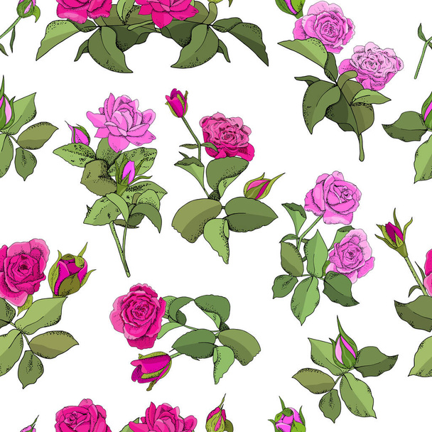 Seamless Rose Pattern for fabric, wallpaper, gift boxes, background greeting cards and invitations - Wektor, obraz
