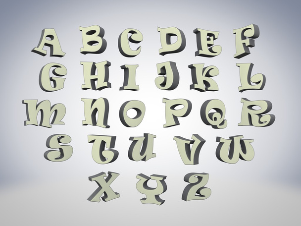 3D-fontti, isot valkoiset kirjaimet seisovat
 - Valokuva, kuva